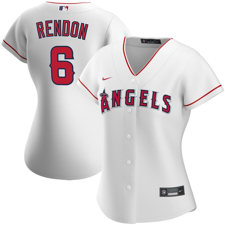 Los Angeles Angels #6 Anthony Rendon Nike Women Home 2020 MLB Player Jersey White->women mlb jersey->Women Jersey